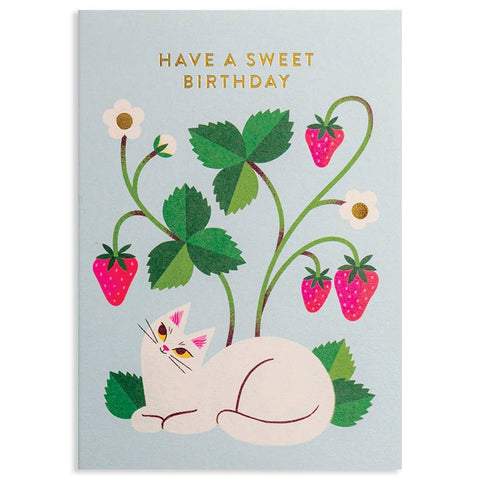 CAT AND STRAWBERRIES BIRTHDAY