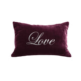 Script Love Pillow - berry / gunmetal foil
