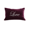 Script Love Pillow - berry / gunmetal foil