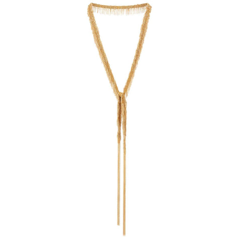 Long Fringe Wrap Necklace | Gold