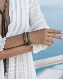 Double Wrap Bracelet/Choker with Rectangle Beads