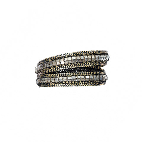 Flat Woven Chain Bracelet | Oxidized Silver