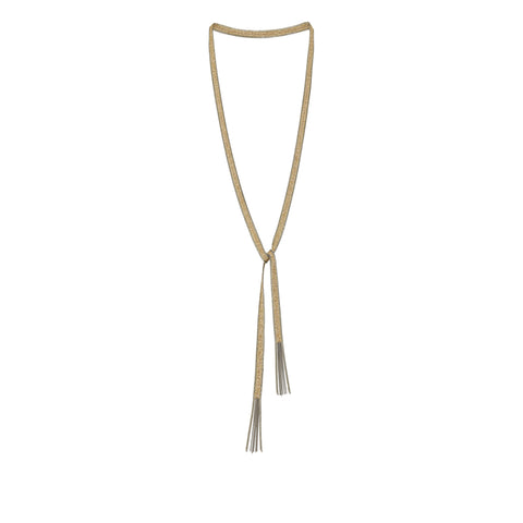 Gold Ribbon & Chain Necklace