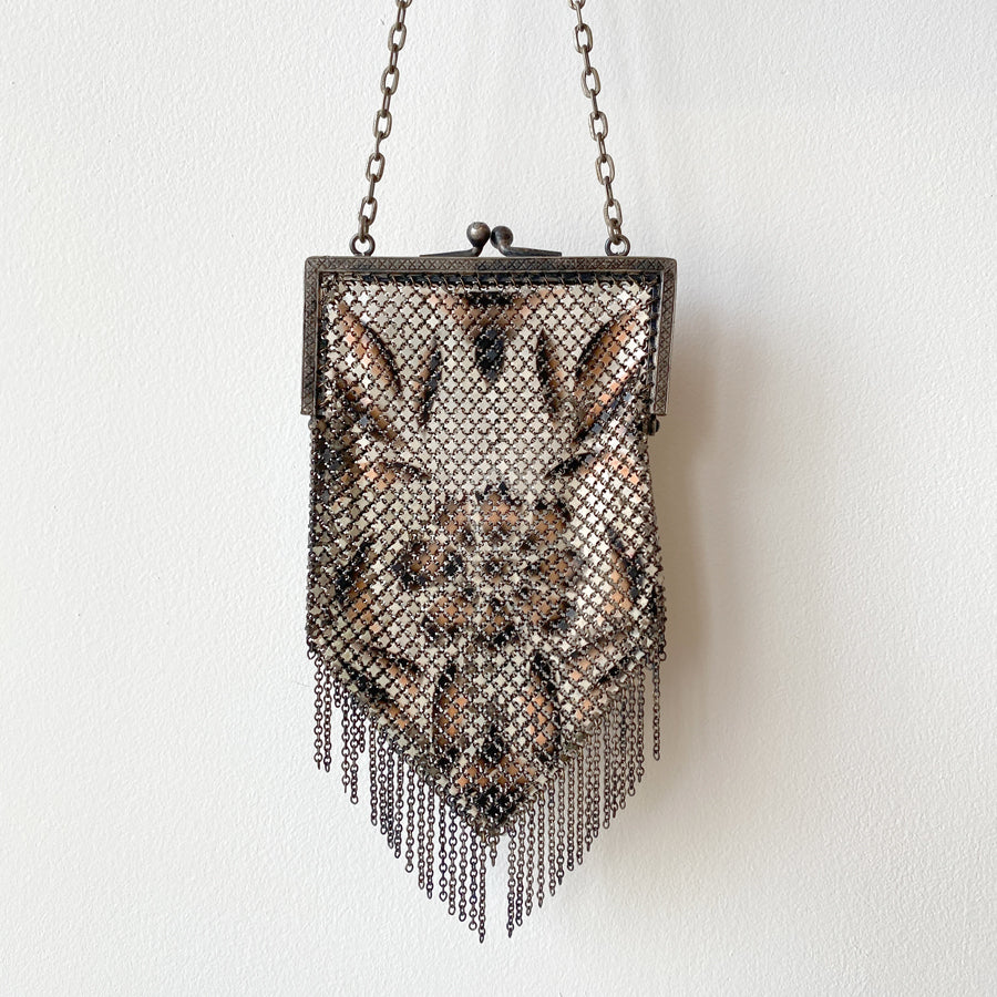 1920's Art Deco Mandalian Enamel Mesh Evening Bag