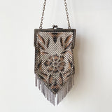 1920's Art Deco Mandalian Enamel Mesh Evening Bag