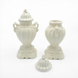50s Ivory Ceramic Urns | Set of 2