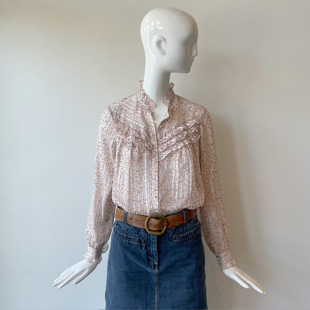 90s Japanese Floral Striped Blouse