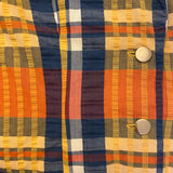 70's Seersucker Navy Orange Madras Three Button Blazer