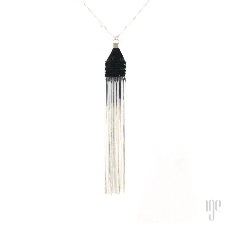 Black fringe necklace on sale
