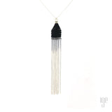 Handloomed Cotton and Sterling Fringe Necklace Black