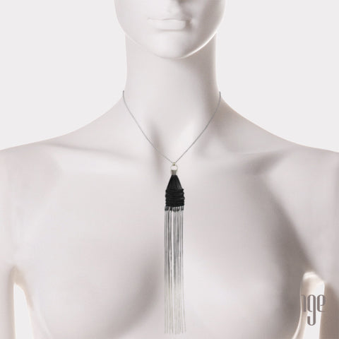 Multi Tassel Wrap Necklace | Ruthenium Black