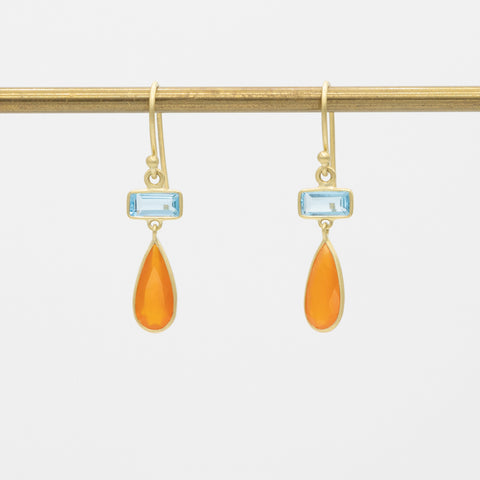 Horizontal Baguette & Petal Drop Earrings