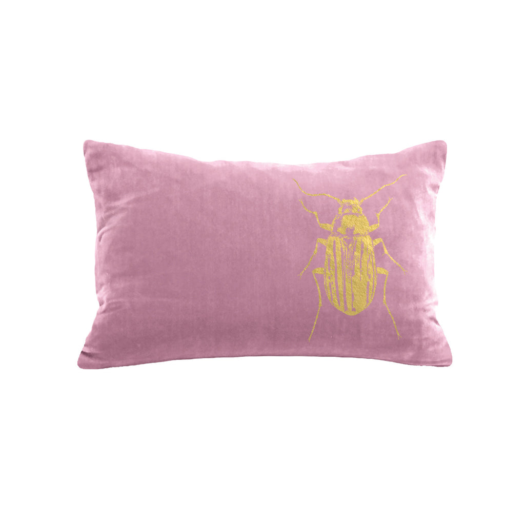 Beetle Pillow - antique pink / gold foil / 12 x 16"