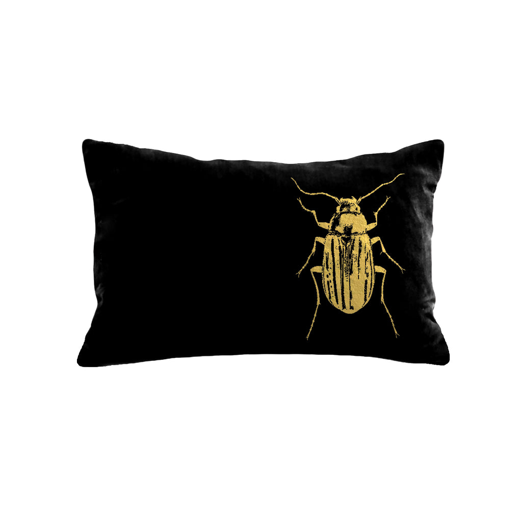 Beetle Pillow - black / gold foil / 12 x 16"