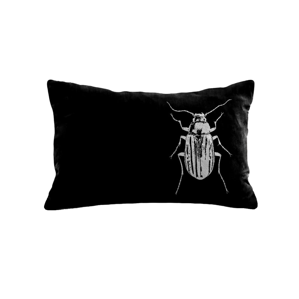 Beetle Pillow - black / gunmetal foil / 12 x 16"