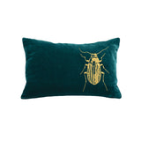 Beetle Pillow - teal / gold foil / 12 x 16"