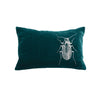 Beetle Pillow - teal / gunmetal foil / 12 x 16