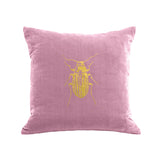 Beetle Pillow - antique pink / gold foil / 18 x 18"
