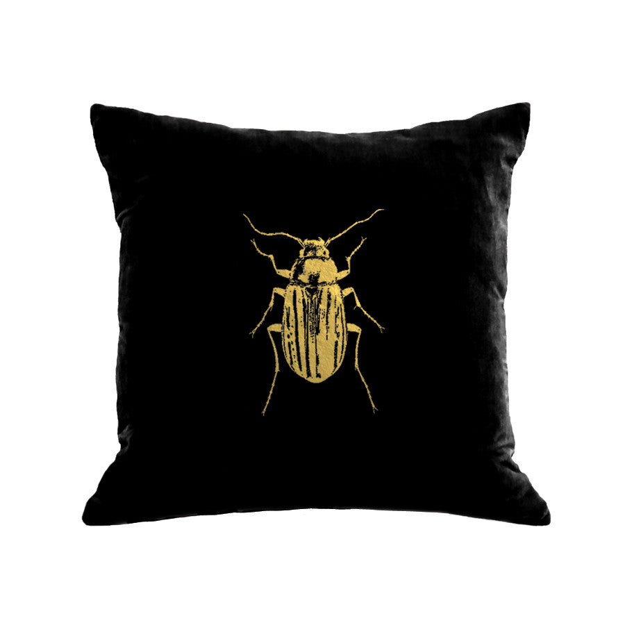 Beetle Pillow - black / gold foil / 18 x 18"