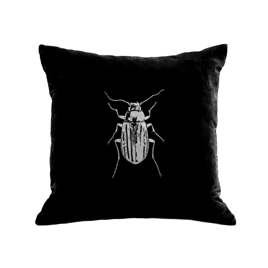 Beetle Pillow - black / gunmetal foil / 18 x 18"