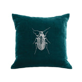 Beetle Pillow - teal / gunmetal foil / 18 x 18"