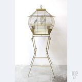 50s Hollywood Regency Bird Cage with Pedestal Stand