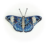 Blue Calico Cracker Butterfly Brooch | Trovelore