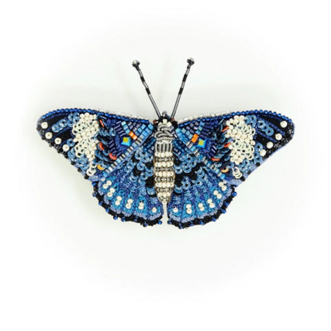Blue Calico Cracker Butterfly Brooch | Trovelore