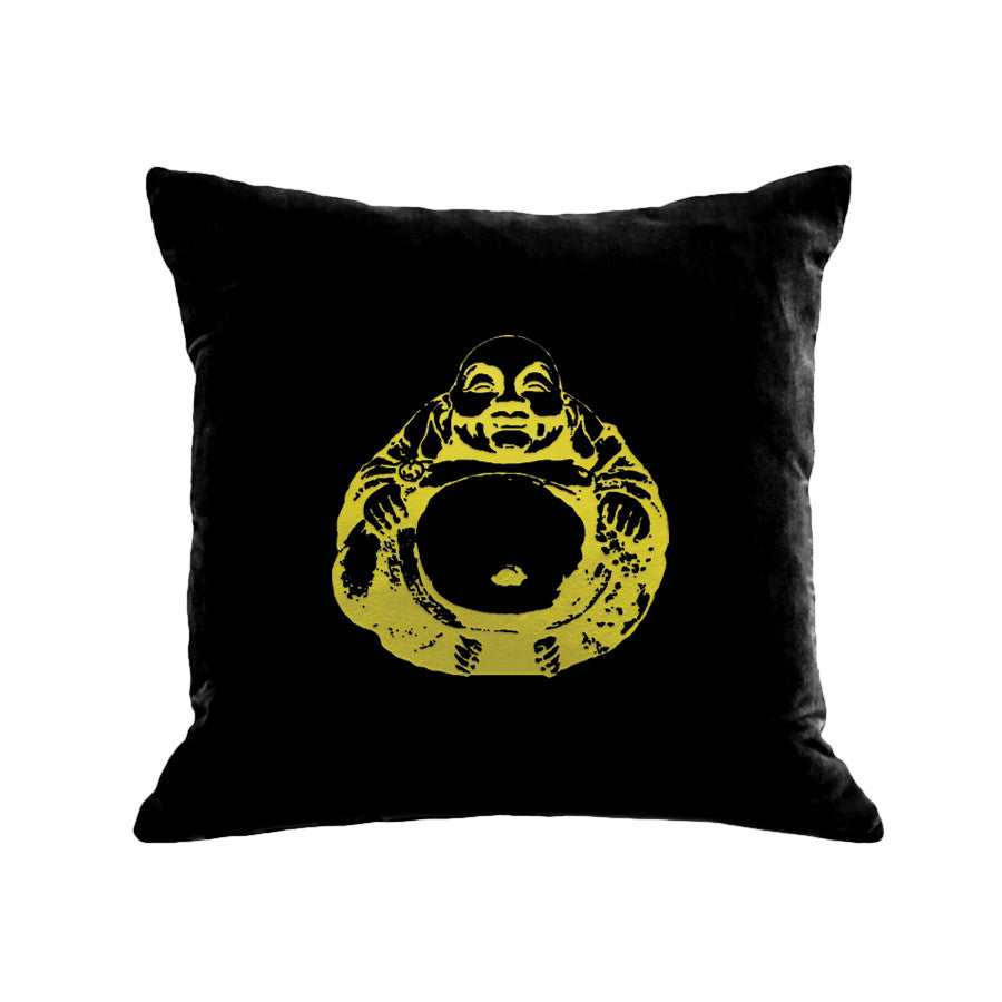 Buddha Pillow - black / gunmetal foil - black / gold foil
