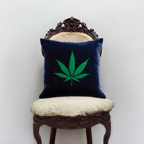 Denim Flocked Peony Pillow