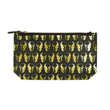 leather skull print clutch - black / gold foil