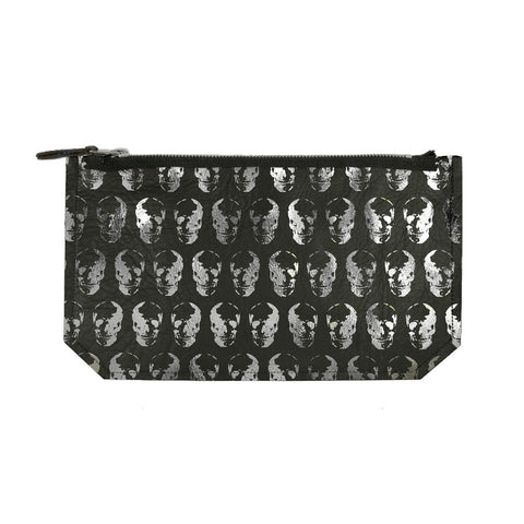 leather skull print pouch