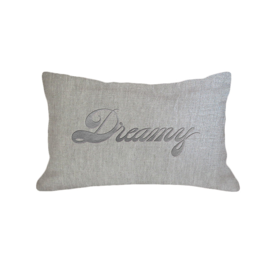 Dreamy Pillow - linen oatmeal / gunmetal foil / 12 x 18
