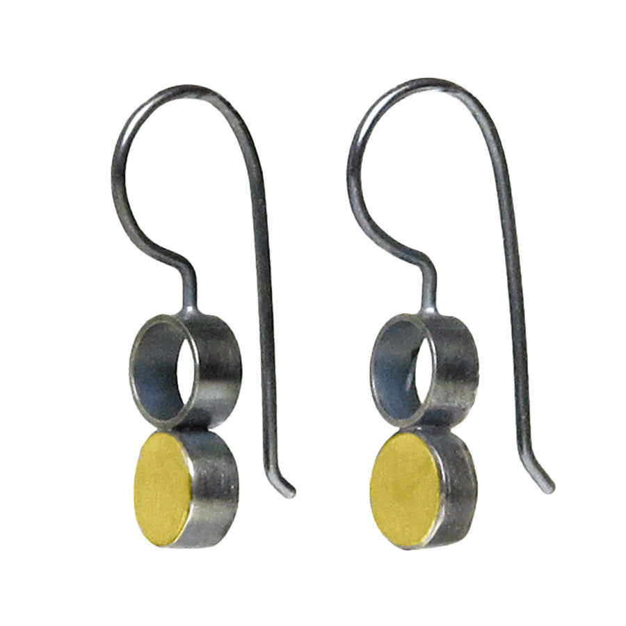 22kt Gold and Sterling 1/2 Dot Earrings