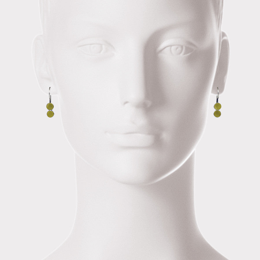 22kt Gold and Sterling Two Dot Earrings