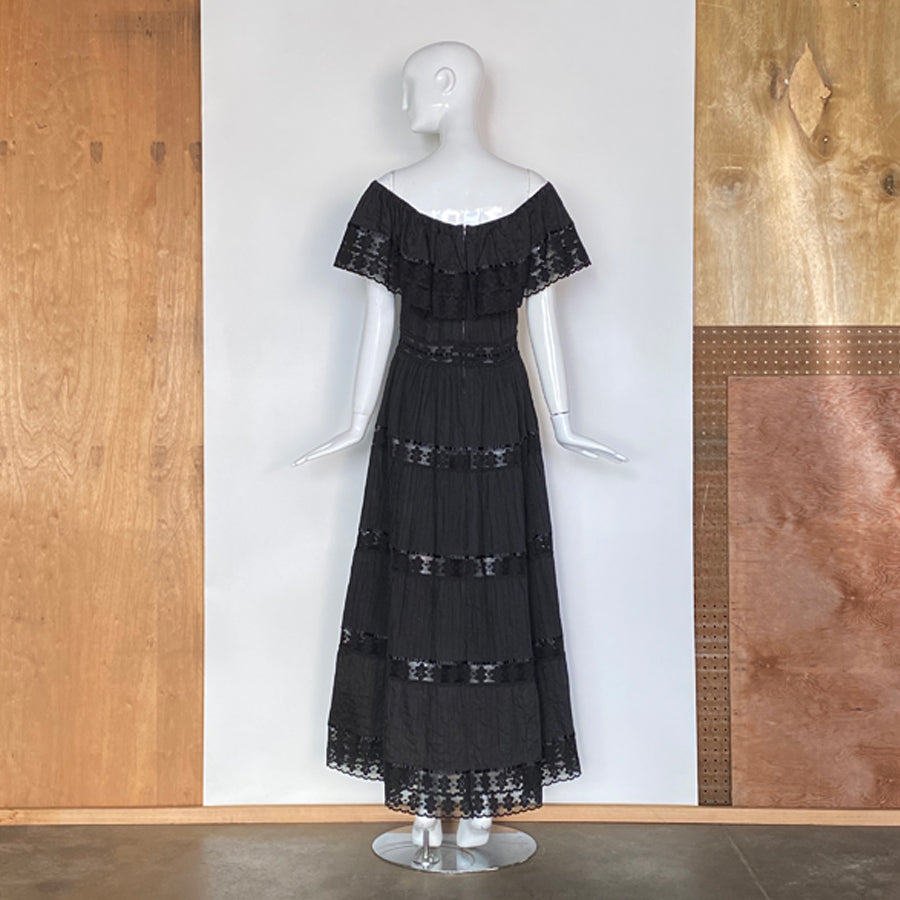 Vintage Off the Shoulder Maxi Dress