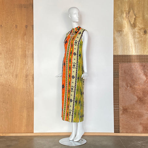 1960-70's Handmade Appliquéd Lace & Ribbon Kaftan