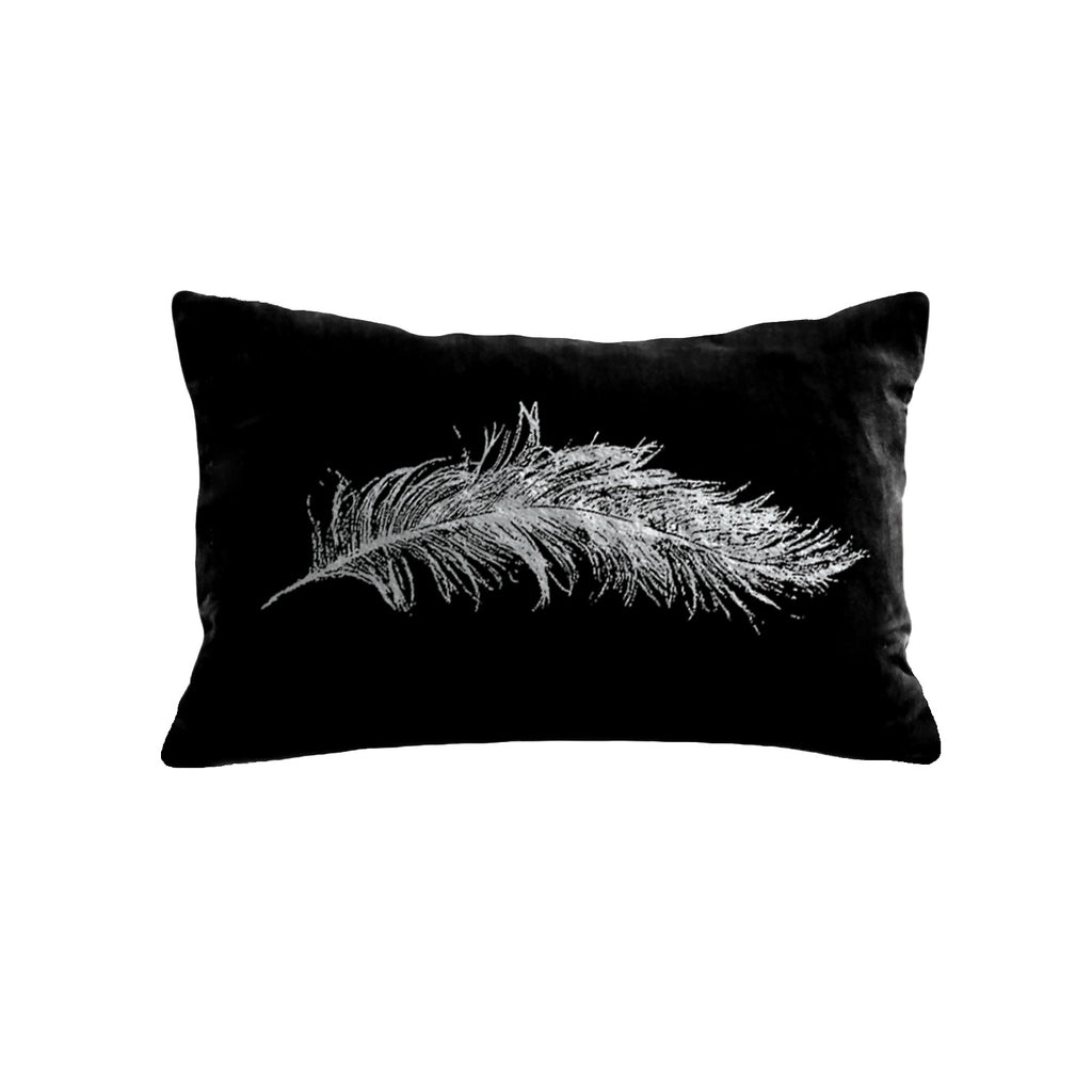 Feather Pillow - black / gunmetal foil / 12 x 16"