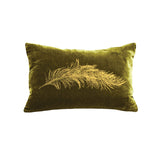 Feather Pillow - moss / gold foil / 12 x 16"