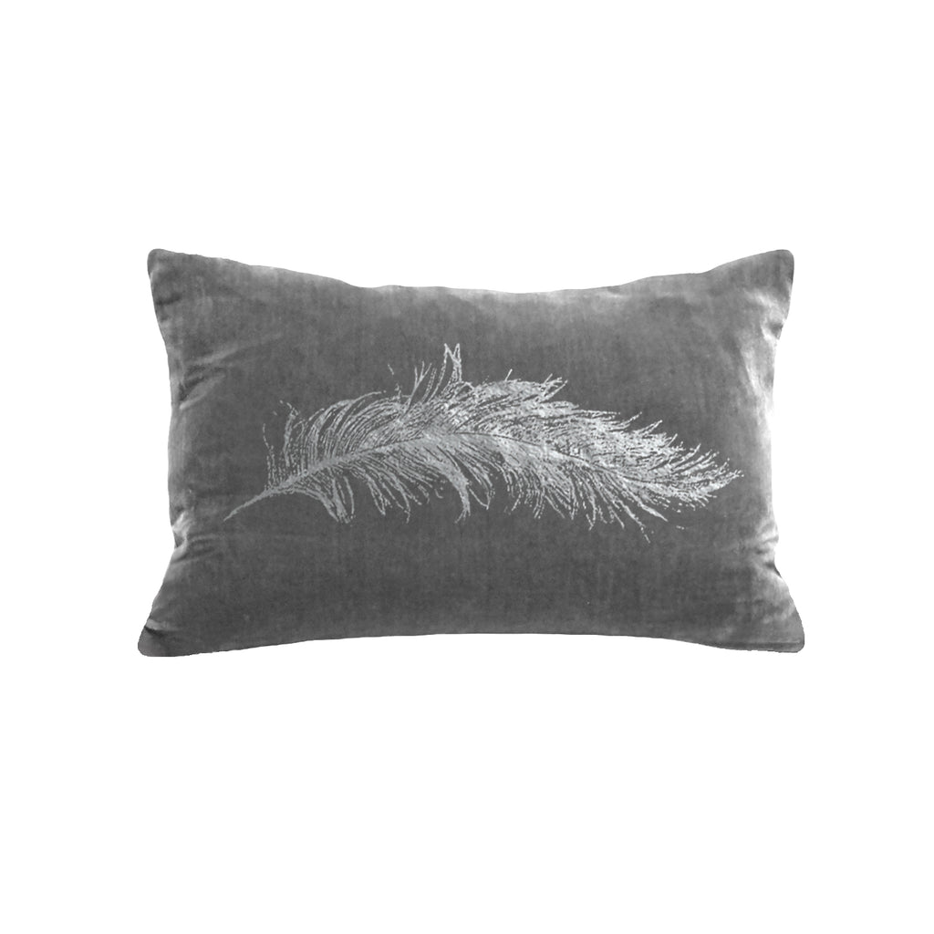 Feather Pillow - platinum / gold foil / 12 x 16" - platinum / gunmetal foil / 12 x 16"