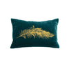 Feather Pillow - teal / gold foil / 12 x 16