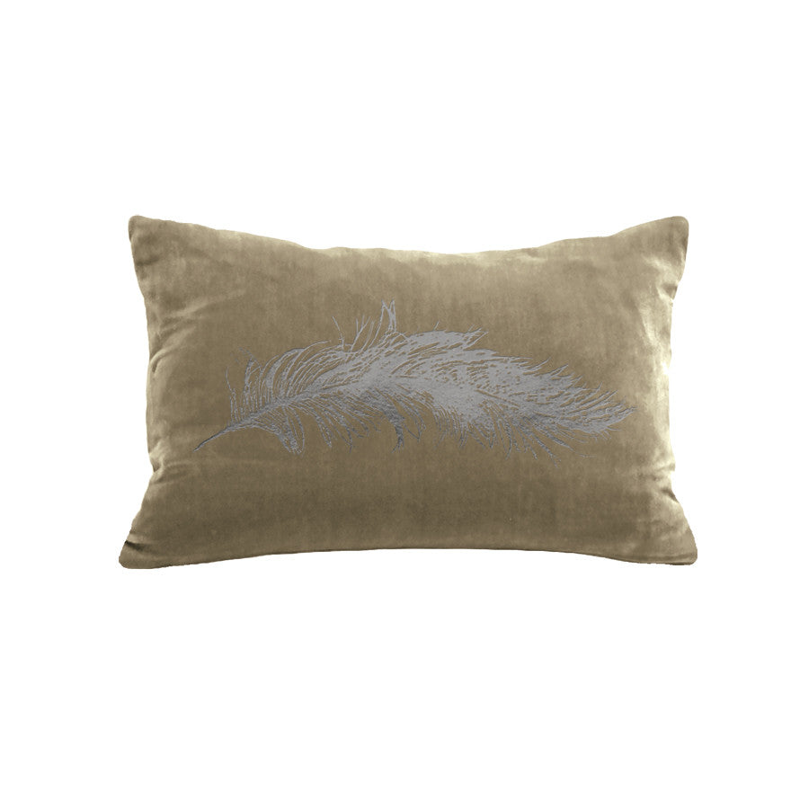 Feather Pillow - willow / gunmetal foil / 12 x 16"