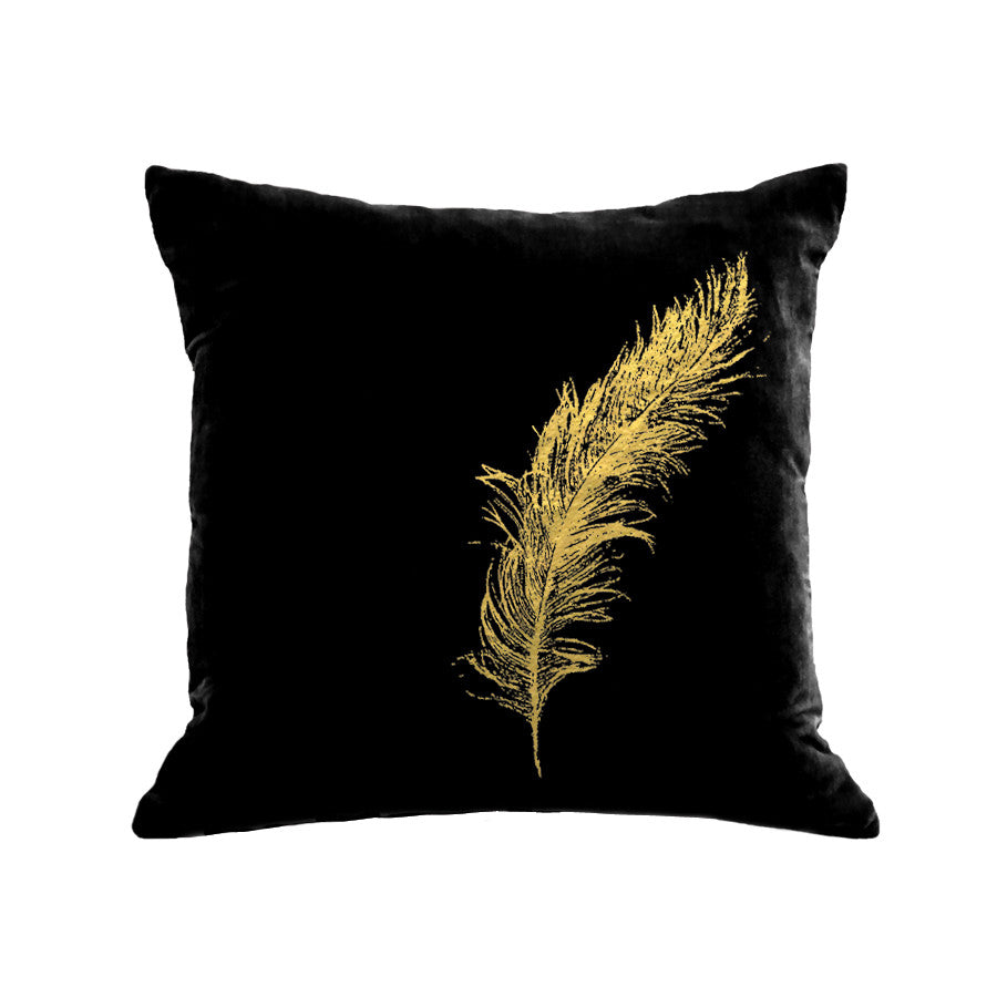 Feather Pillow - black / gold foil / 18 x 18"