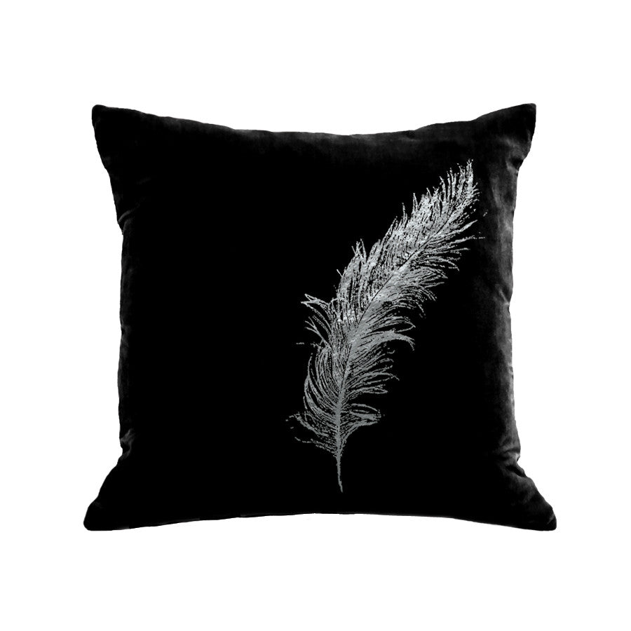Feather Pillow - black / gunmetal foil / 18 x 18"