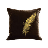 Feather Pillow - chocolate / gold foil / 18 x 18"