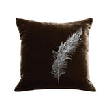 Feather Pillow - chocolate / gunmetal foil / 18 x 18"