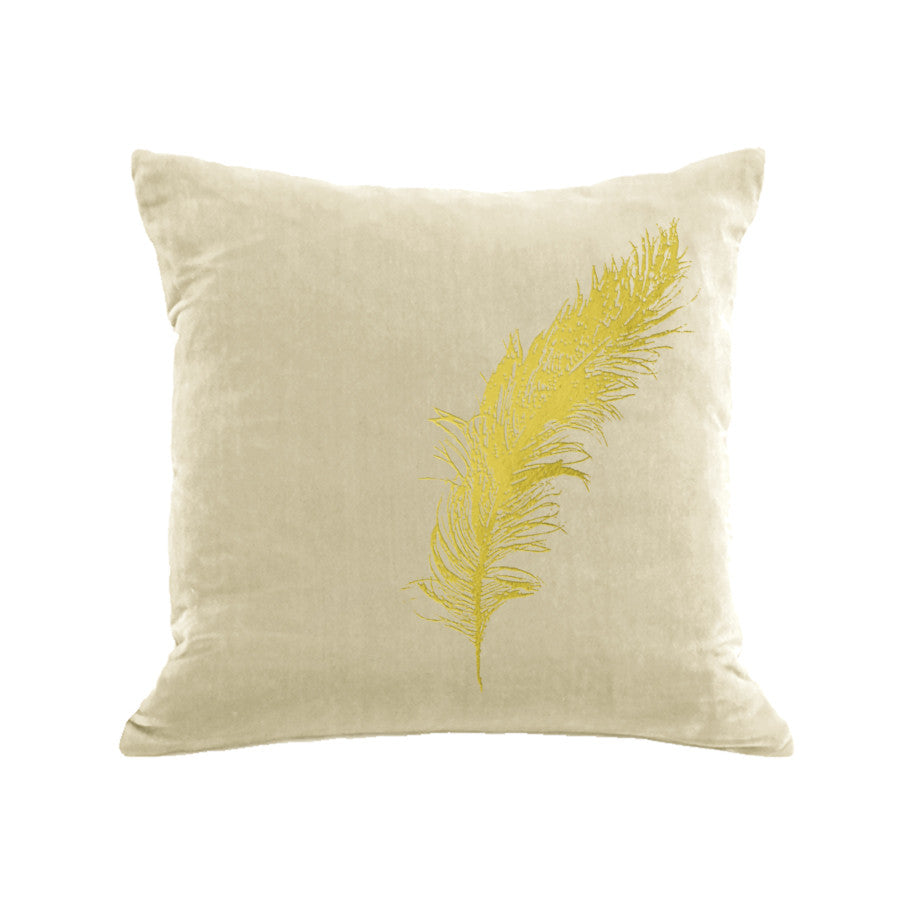 Feather Pillow - cream / gold foil / 18 x 18"