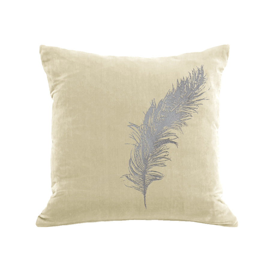 Feather Pillow - cream / gunmetal foil / 18 x 18"