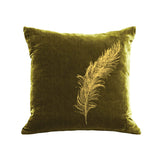 Feather Pillow - moss / gold foil / 18 x 18"