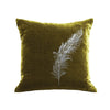 Feather Pillow - moss / gunmetal foil / 18 x 18